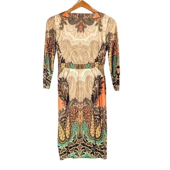 Boston Proper Beige Multicolor Boho Paisley Dress - Picture 3 of 6